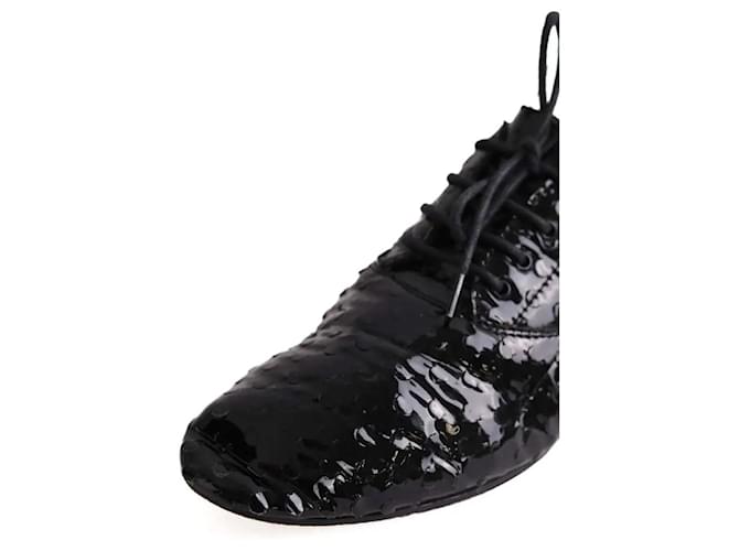 Scarpe stringate Saint Laurent in vernice nera Nero - vista 4