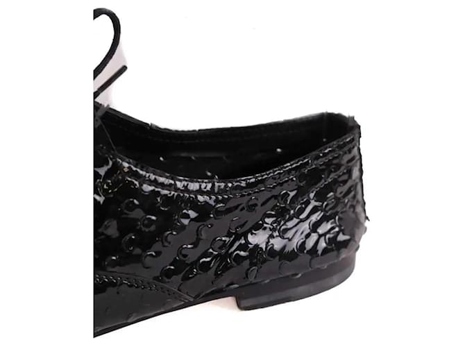 Scarpe stringate Saint Laurent in vernice nera Nero - vista 5