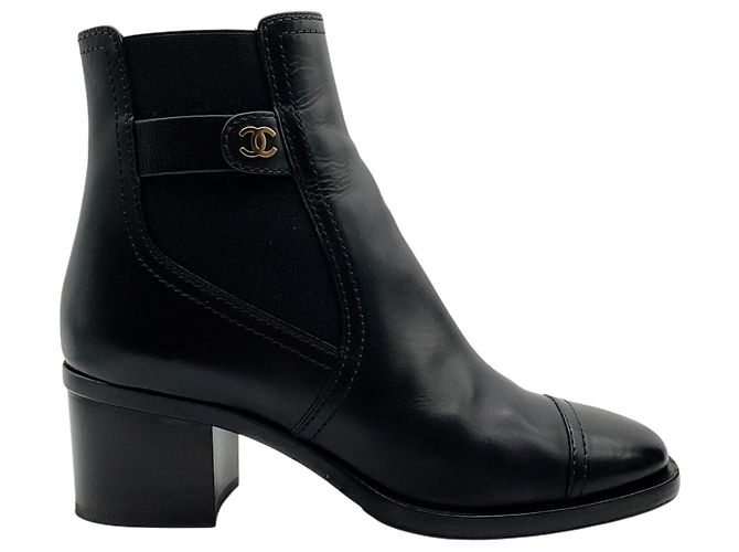 Botines Chelsea Chanel de piel negra CC Negro - vista 2