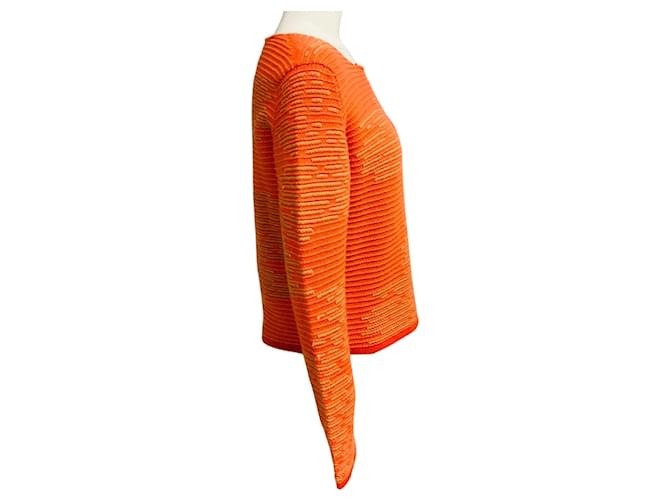 Chanel RARE Orange / Tan Rippstrick-Kaschmirpullover mit CC-Logo-Plakette - Ansicht 2
