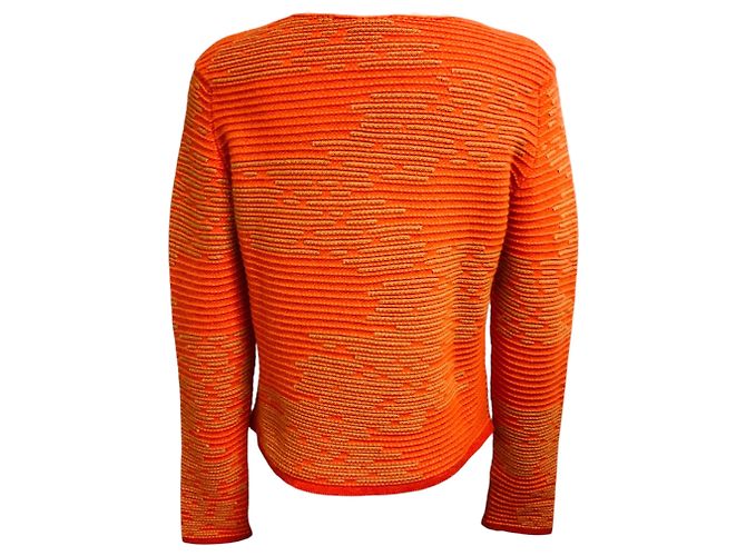 Chanel RARE Orange / Tan Rippstrick-Kaschmirpullover mit CC-Logo-Plakette - Ansicht 3