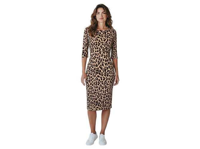 Autre Marque Vestido ajustado Delora con estampado de leopardo Alice + Olivia Tan / Black Camello - vista 6