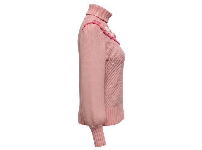 Autre Marque LoveShackFancy Little Bow Pink Rhett Turtleneck Sweater Rollkragenpullover - Ansicht 2