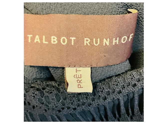 Autre Marque Vestido midi de encaje sin mangas azul marino Talbot Runhof - vista 4