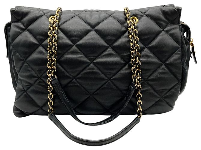 Bolsa de ombro acolchoada em couro preto Salvatore Ferragamo com laço - vista 3