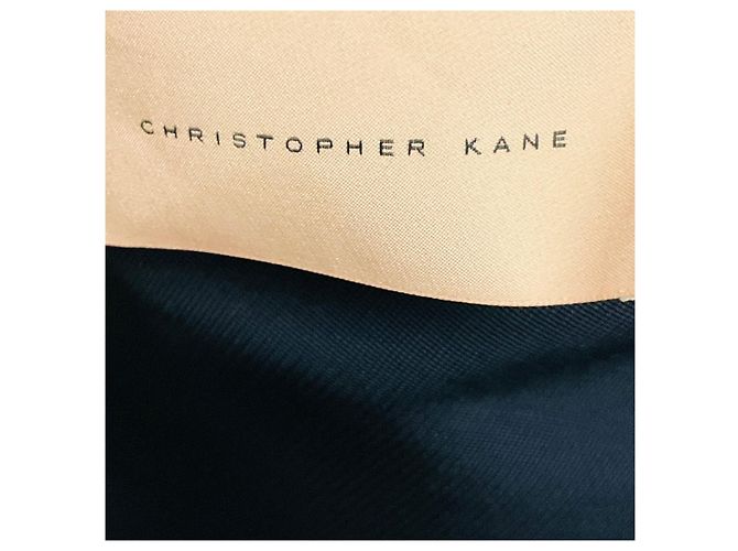 Vestido Christopher Kane em malha elástica azul marinho com bainha peplum e elástico com risca verde - vista 4