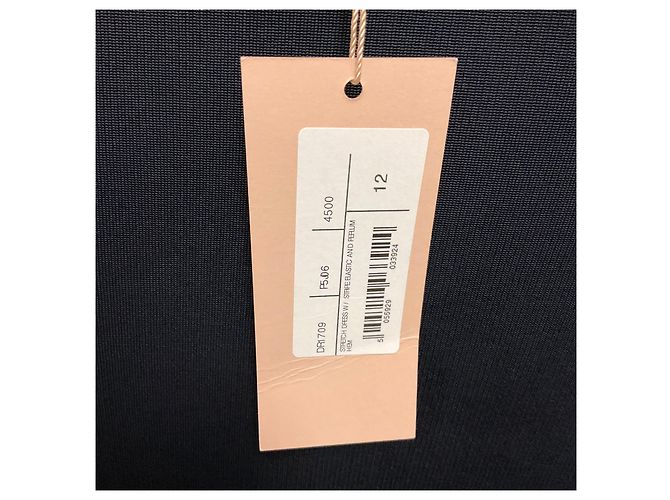 Vestido Christopher Kane em malha elástica azul marinho com bainha peplum e elástico com risca verde - vista 7