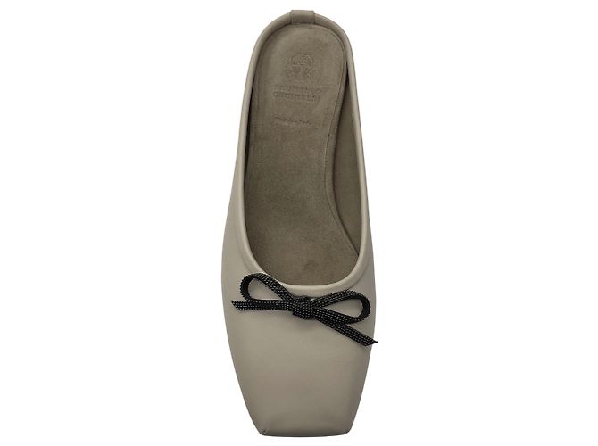 Mules ballerine in pelle Taupe con dettaglio fiocco e Monili Brunello Cucinelli - vista 4