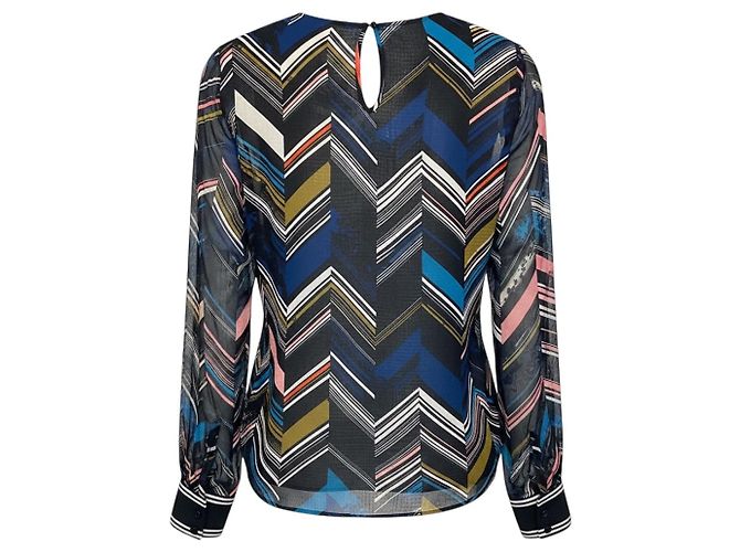 Blusa de seda con estampado chevron negro / azul multi de Preen by Thornton Bregazzi Multicolor - vista 3