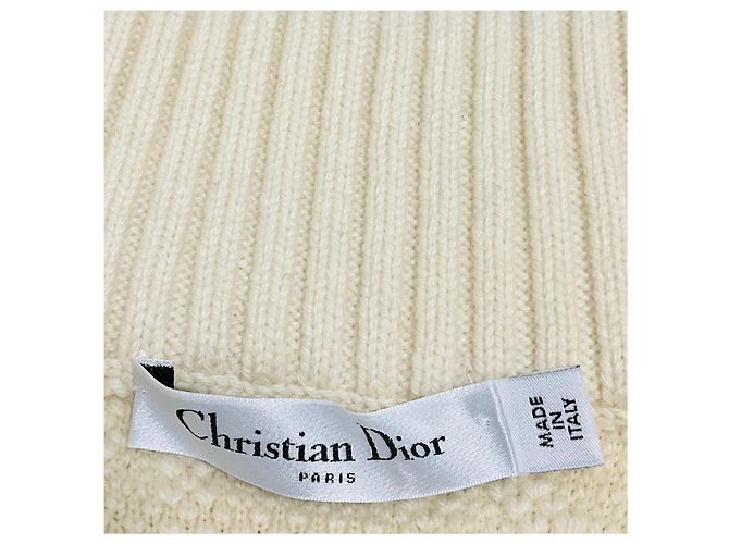 Cardigã de malha Macrocannage com zíper em lã e cashmere ecru Christian Dior - vista 4