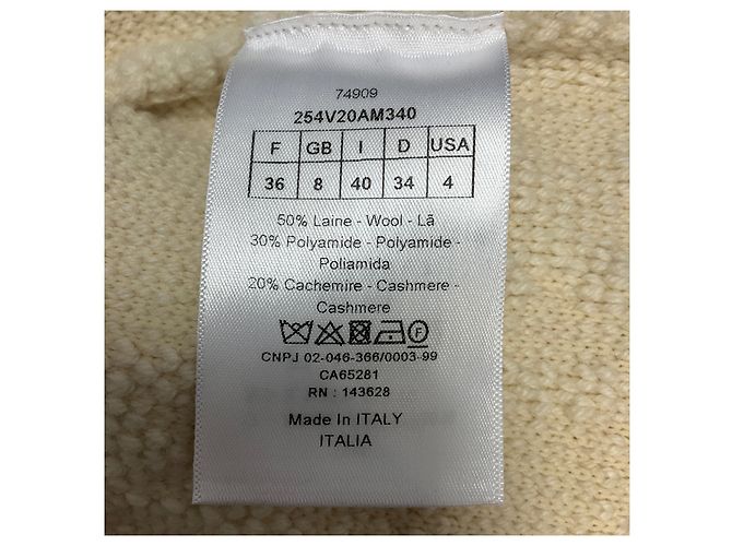 Cardigã de malha Macrocannage com zíper em lã e cashmere ecru Christian Dior - vista 5