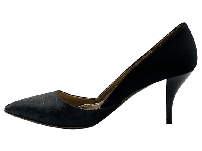 Sapatos d'Orsay Lanvin em cetim preto / brocado jacquard - vista 3