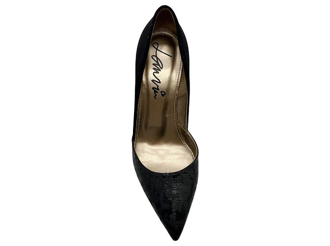 Sapatos d'Orsay Lanvin em cetim preto / brocado jacquard - vista 4