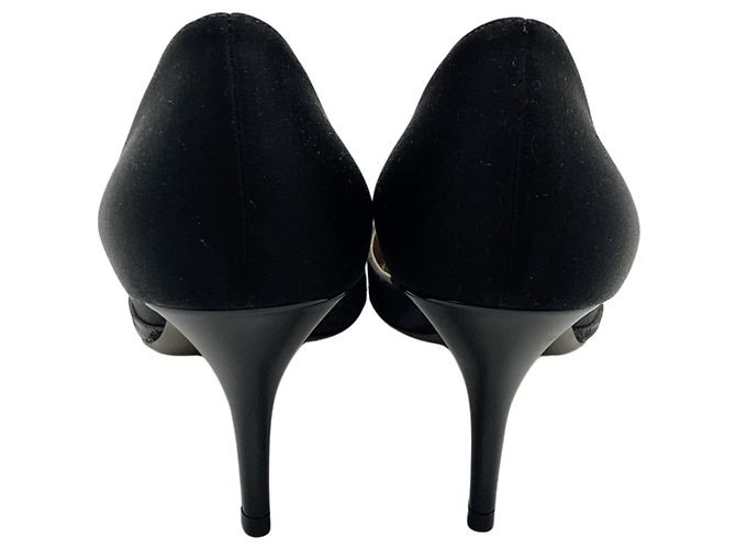 Sapatos d'Orsay Lanvin em cetim preto / brocado jacquard - vista 5