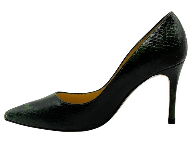 Décolleté Eloise in pelle embossed effetto serpente L'Agence Winter Moss Verde - vista 3