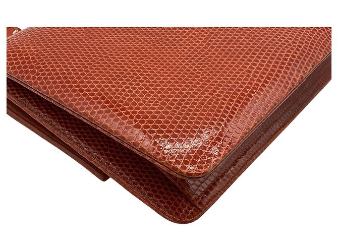Autre Marque Borsa Collana Darby Scott in pelle di lucertola arancione - vista 7