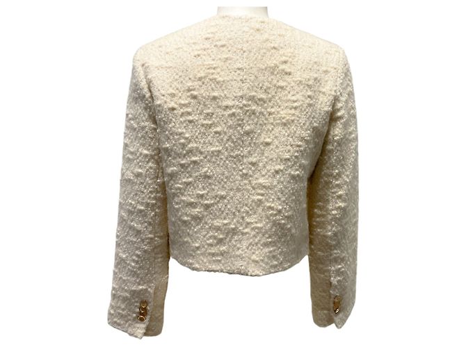 Frame Denim Giacca cropped Frame in tweed ecru con bottoni anteriori Beige - vista 3