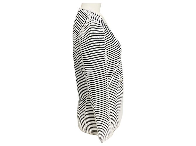 Autre Marque Armani Collezioni Gestrickter Cardigan Gestreift Weiß / Schwarz Mehrfarben - Ansicht 2