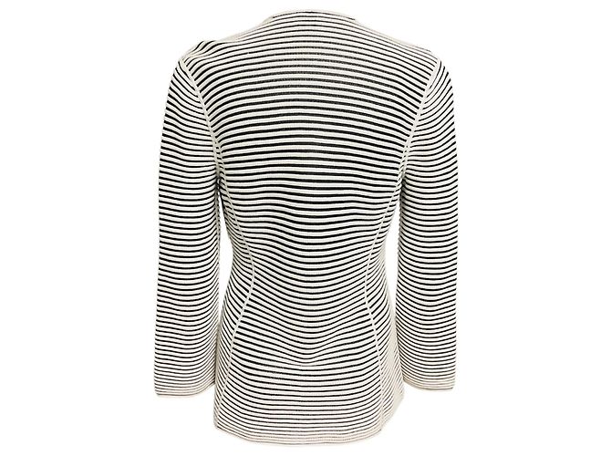 Autre Marque Armani Collezioni Gestrickter Cardigan Gestreift Weiß / Schwarz Mehrfarben - Ansicht 3
