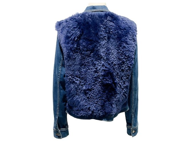 L'Agence Blue Denim Carolina Jacke mit blauem Shearling-Weste-Overlay - Ansicht 3