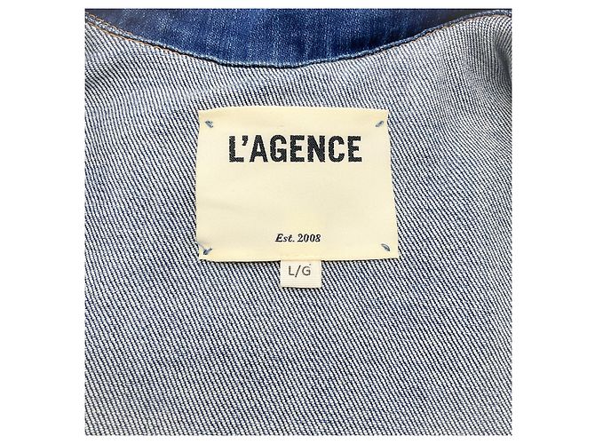L'Agence Blue Denim Carolina Jacke mit blauem Shearling-Weste-Overlay - Ansicht 4