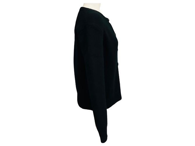 Loewe schwarzer Strickcardigan aus Wolle mit Pin-Verzierungen - Ansicht 2