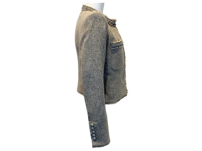 Veronica Beard Stone Metallic Tweed Orris Jacket with Crystal Trim Brown - view 2