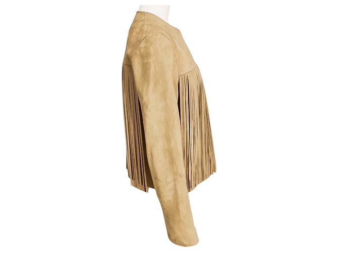 Autre Marque Fleurette Camel Wildlederjacke mit Fransen Kamel - Ansicht 2