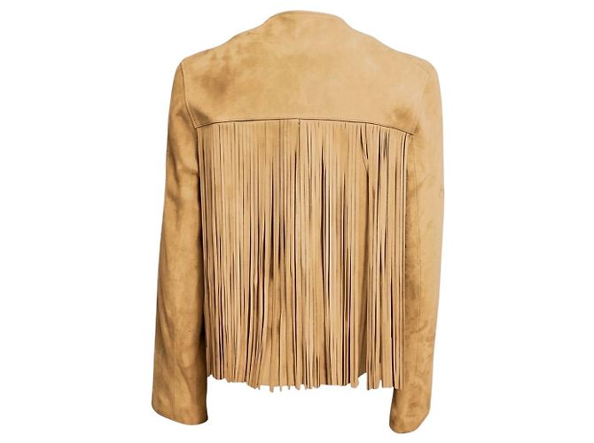 Autre Marque Fleurette Camel Wildlederjacke mit Fransen Kamel - Ansicht 3