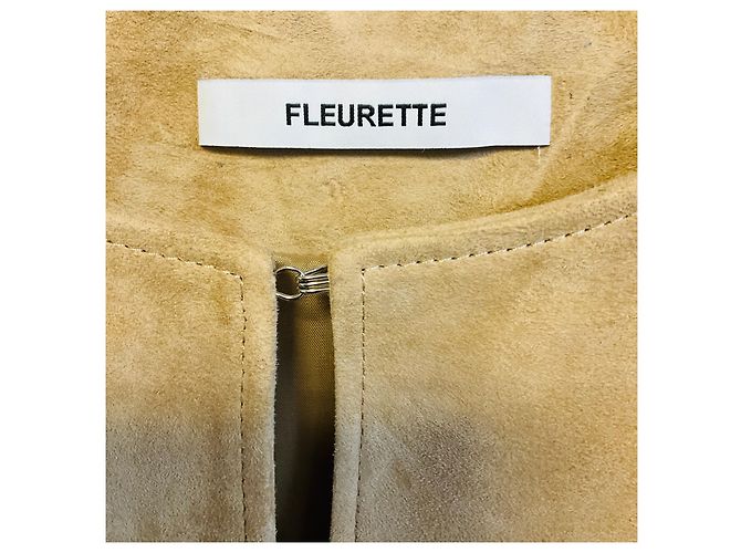 Autre Marque Fleurette Camel Wildlederjacke mit Fransen Kamel - Ansicht 4