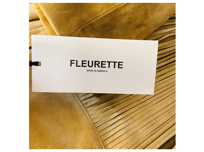 Autre Marque Fleurette Camel Wildlederjacke mit Fransen Kamel - Ansicht 5