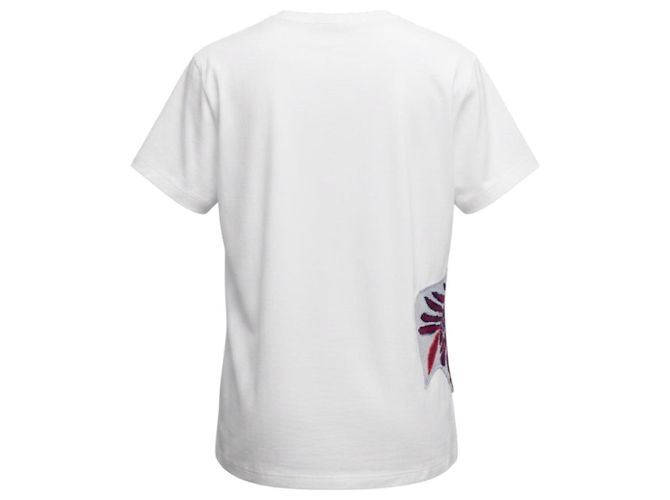 Top de algodón de manga corta Barrie White Multi Knit Patchwork Applique Blanco - vista 3