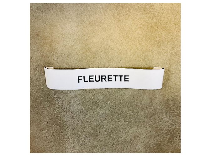 Autre Marque Chaleco Fleurette Taupe de gamuza y piel de oveja con cinturón Castaño - vista 4