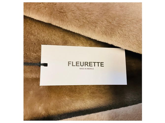 Autre Marque Chaleco Fleurette Taupe de gamuza y piel de oveja con cinturón Castaño - vista 5