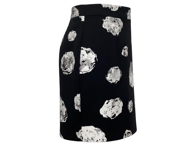 Mini saia em jacquard floral preto / branco Proenza Schouler - vista 2