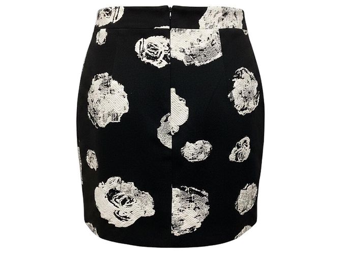 Mini saia em jacquard floral preto / branco Proenza Schouler - vista 3