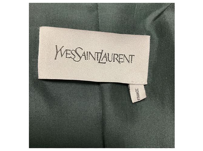 Chaqueta de seda Yves Saint Laurent RARE verde bosque con cinturón - vista 4