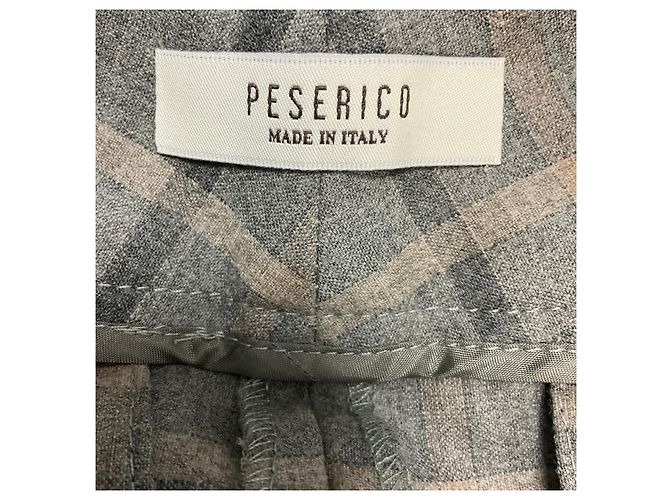 Peserico Grey Tailored Plaid Wool Pants - view 4