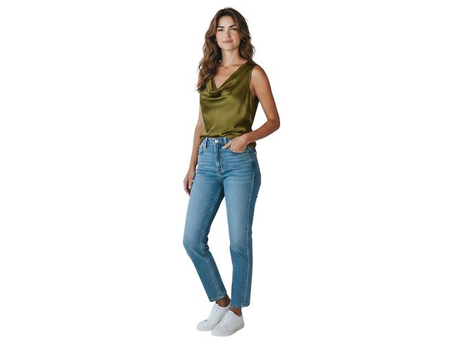 Top sin mangas de satén de seda Tam Veronica Beard Verde Musgo - vista 6