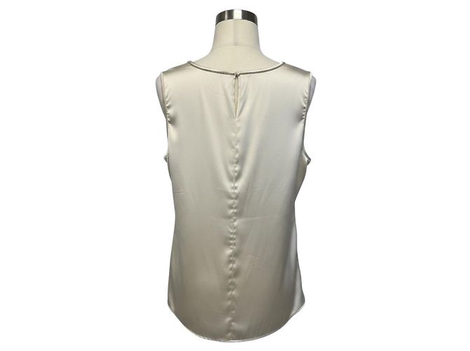 Top Peserico de satén de seda elástica crema con Monili Beige - vista 3