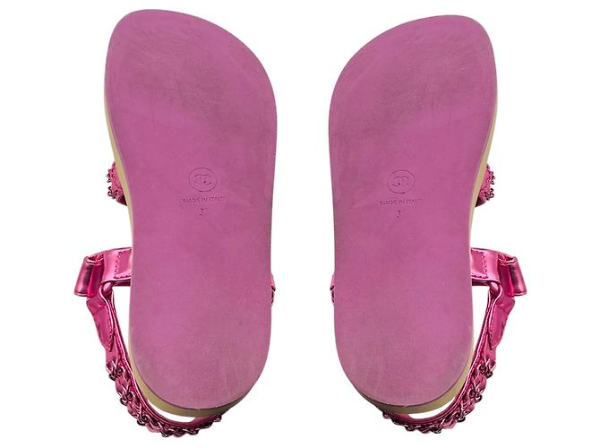 Sandali Chanel 2019 in pelle di agnello metallizzata rosa - vista 6