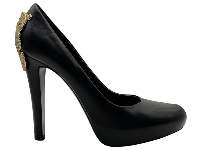 Décolleté platform in pelle nera Givenchy con decorazioni in metallo dorato Nero - vista 2