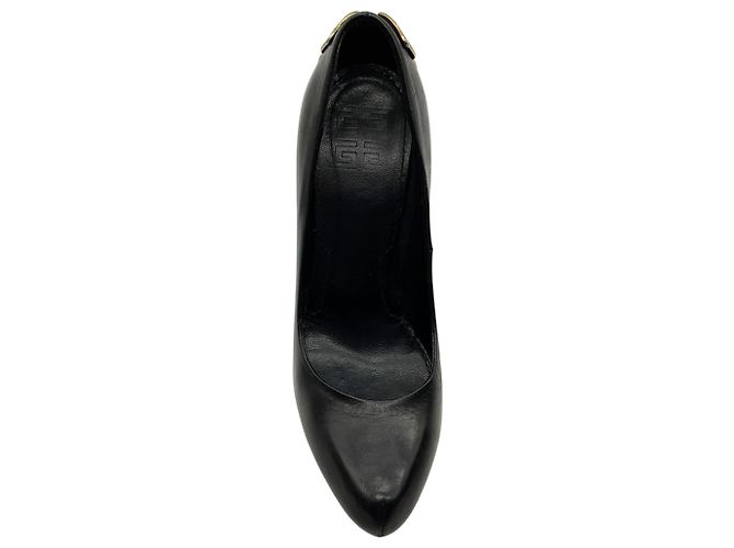 Décolleté platform in pelle nera Givenchy con decorazioni in metallo dorato Nero - vista 4