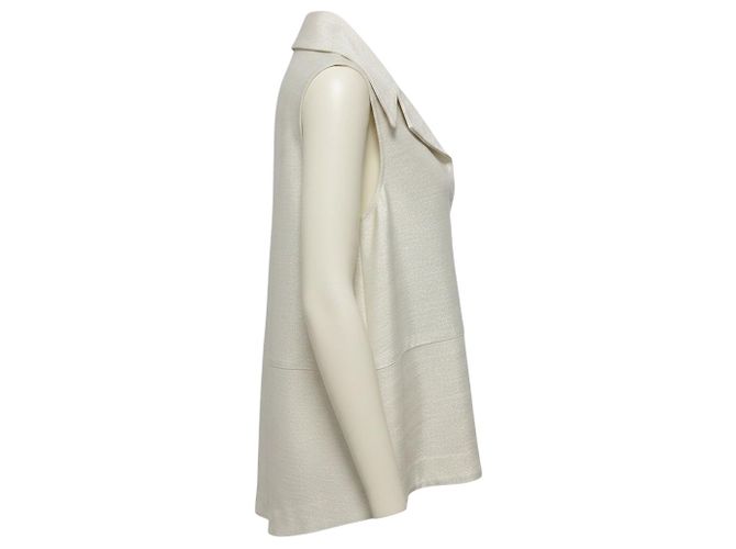 Marc by Marc Jacobs Top brillante sin mangas Co Ecru / Silver Metallic Beige - vista 2