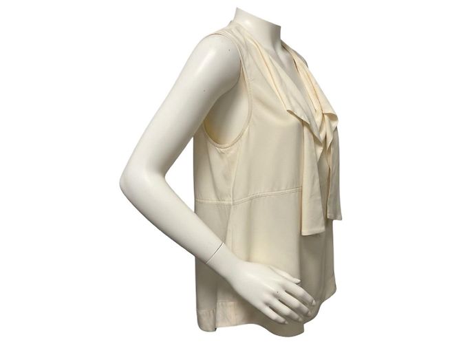 Top de seda sin mangas con lazada frontal Marni Ivory Beige - vista 2