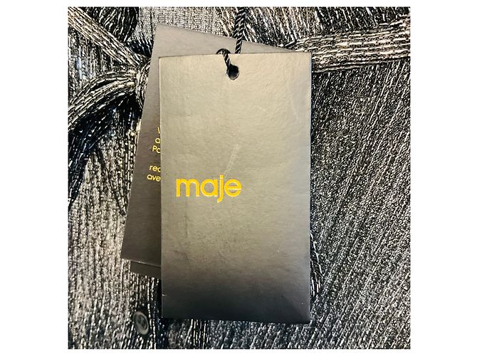 Maje Shiny Silver Argent Clunny Metallic Hemd mit Rüschen und Bindehals Metallisch - Ansicht 5