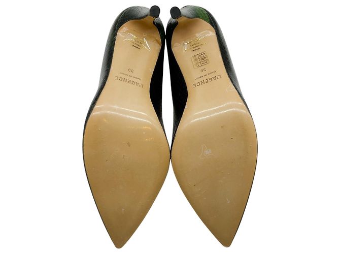 L'Agence Winter Moss Leather Snake Embossed Eloise Pumps Green - view 10