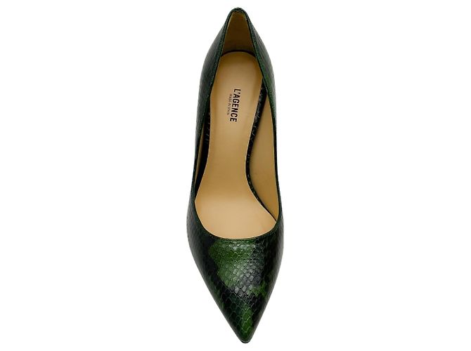 L'Agence Winter Moss Leather Snake Embossed Eloise Pumps Green - view 4