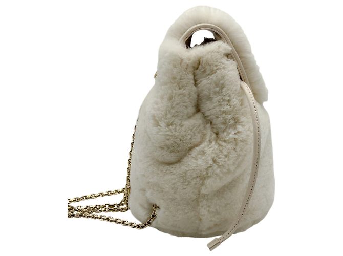 Roger Vivier Ivory Beaver Backpack with Crystal Embellishment Beige - view 2