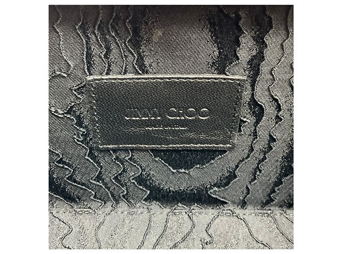 Clutch Celeste Jimmy Choo in tessuto devoré leopardato nero con chiusura a cubo - vista 5